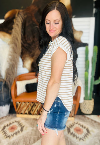 Diane Striped Henley Tee-Short Sleeves-blu pepper-Motis & Co Boutique, Women's Fashion Boutique in Carthage, Missouri