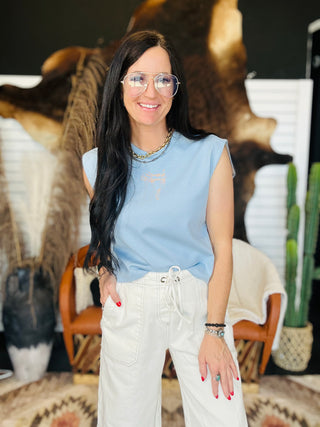 Saddle Stone Blue Boxy Tank-sleeveless-2 Fly-Motis & Co Boutique, Women's Fashion Boutique in Carthage, Missouri
