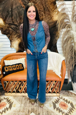 Ali Studded Denim Tie Vest-Vests-Rocking A-Motis & Co Boutique, Women's Fashion Boutique in Carthage, Missouri