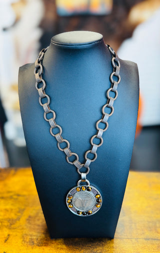 Half Dollar Steer Head Coin Necklace-Necklaces-V2-Motis & Co Boutique, Women's Fashion Boutique in Carthage, Missouri