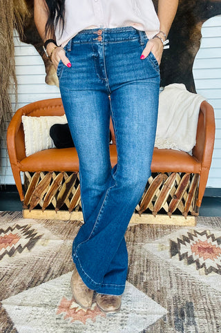 Aiden High Rise Double Button Jeans-Jeans-Risen-Motis & Co Boutique, Women's Fashion Boutique in Carthage, Missouri
