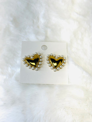 Chan Gold Pearl Heart Earrings-Earrings-ChanSutt-Motis & Co Boutique, Women's Fashion Boutique in Carthage, Missouri