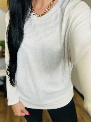 Brushed Ribbed Top in Oatmeal - Regina-Long Sleeves-Dear Scarlett-Motis & Co Boutique, Women's Fashion Boutique in Carthage, Missouri