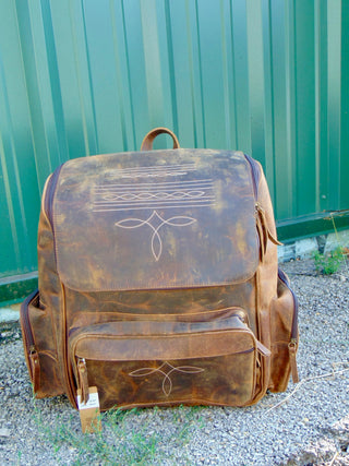 Boot Stitch Leather Backpack-Backpacks-Western Linen-Motis & Co Boutique, Women's Fashion Boutique in Carthage, Missouri