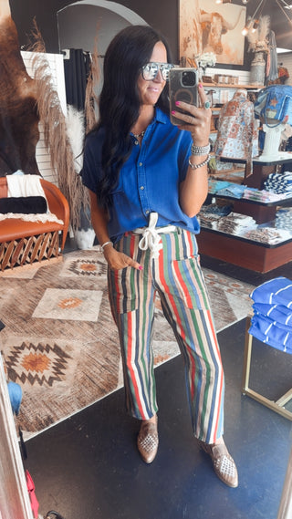 Max Multi Stripe Barrel Pants-Pants-Lovlov-Motis & Co Boutique, Women's Fashion Boutique in Carthage, Missouri