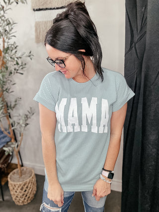 Mama Ribbed Dolman Sleeve Top Sage-Graphic Tees-HEIMISH-Motis & Co Boutique, Women's Fashion Boutique in Carthage, Missouri