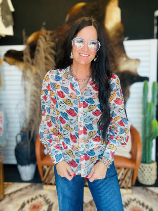 Corinne Chiffon Western Hat Blouse