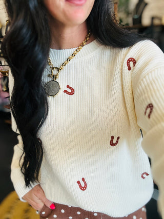 Ada Horseshoe Embroidery sweater-Sweaters-24th-Motis & Co Boutique, Women's Fashion Boutique in Carthage, Missouri
