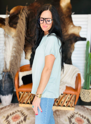 Tegan Boyfriend Ribbed Top-Short Sleeves-Dear Scarlett-Motis & Co Boutique, Women's Fashion Boutique in Carthage, Missouri
