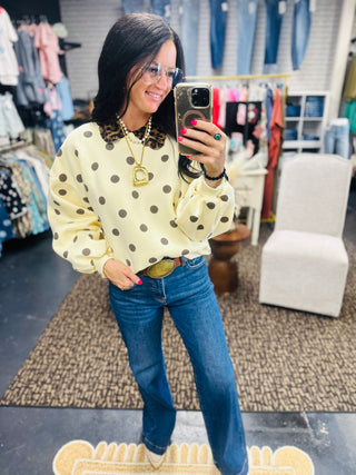 Landon Polka Dot Fleece Pullover-Pullovers-Papermoon-Motis & Co Boutique, Women's Fashion Boutique in Carthage, Missouri