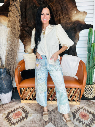 Patrick Patchwork Print Denim Jeans