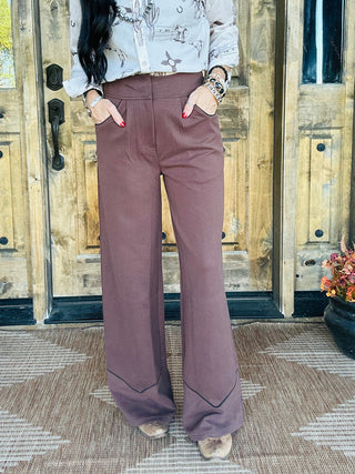 Cowgirl Society Wide Leg Pants - Mocha