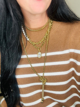 Striped Long Sleeve Camel Sweater - Laura-Sweaters-Zenana-Motis & Co Boutique, Women's Fashion Boutique in Carthage, Missouri