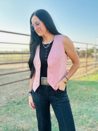 Sadie Striped Sleeveless Vest - Red-sleeveless-Jodifl-Motis & Co Boutique, Women's Fashion Boutique in Carthage, Missouri