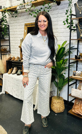 Floyd Blue Floral Wide Leg Jeans-Jeans-Entro-Motis & Co Boutique, Women's Fashion Boutique in Carthage, Missouri