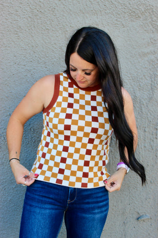 Keeping Score Checkered Tank-Tanks-Ave-Motis & Co Boutique, Women's Fashion Boutique in Carthage, Missouri