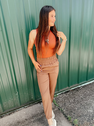 Joey High Waisted Brown Jogger Pants-Pants-Very J-Motis & Co Boutique, Women's Fashion Boutique in Carthage, Missouri