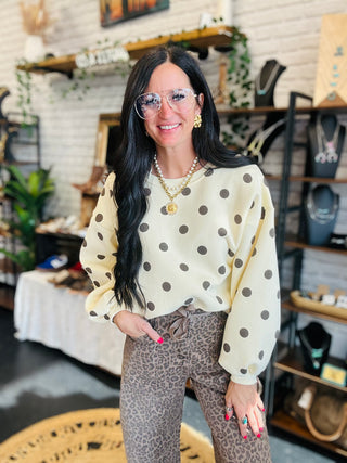Landon Polka Dot Fleece Pullover-Pullovers-Papermoon-Motis & Co Boutique, Women's Fashion Boutique in Carthage, Missouri