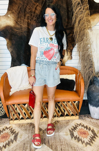 Cecil Pin Stripe Denim Drawstring Shorts-Shorts-blu pepper-Motis & Co Boutique, Women's Fashion Boutique in Carthage, Missouri