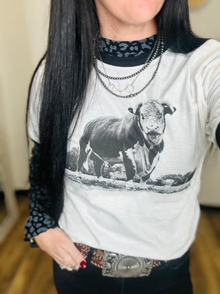 The Horned Bull Ringer Graphic Tee-Graphic Tees-Hank & Scoot-Motis & Co Boutique, Women's Fashion Boutique in Carthage, Missouri