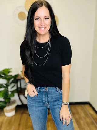 Kenzie Basic Short Puff Sleeve Top-Short Sleeves-LA MIEL-Motis & Co Boutique, Women's Fashion Boutique in Carthage, Missouri