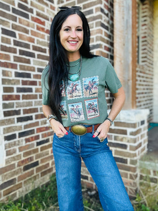 women's western cowboy stamp western t-shirt
