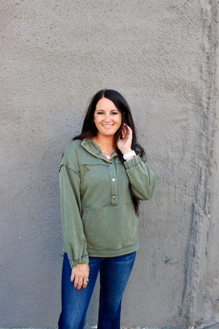 Harmony Mineral Washed Green Sweatshirt-Pullovers-Very J-Motis & Co Boutique, Women's Fashion Boutique in Carthage, Missouri