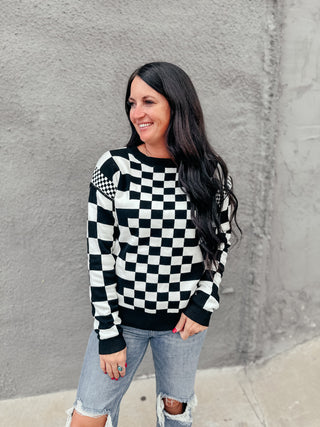 Classy Casey Checkered Sweater-Sweaters-MOTIS-Motis & Co Boutique, Women's Fashion Boutique in Carthage, Missouri