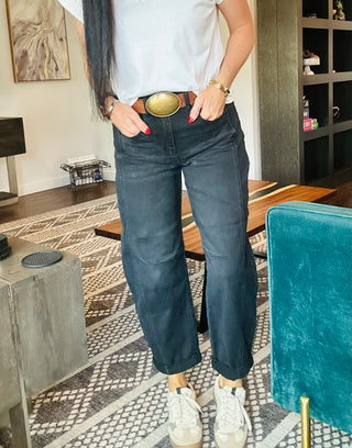 Jake Black Cropped Barrel Jeans-Jeans-Risen-Motis & Co Boutique, Women's Fashion Boutique in Carthage, Missouri