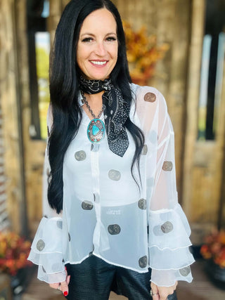 Hay There Sheer Flowy Blouse