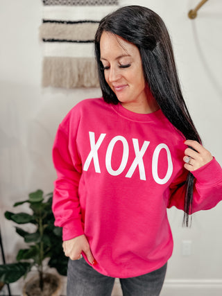 XOXO Pink Sweatshirt-Pullovers-Motis & CO-Motis & Co Boutique, Women's Fashion Boutique in Carthage, Missouri