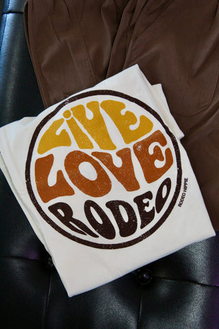 Live Love Rodeo Cream Graphic Tee-Graphic Tees-Rodeo Hippie-Motis & Co Boutique, Women's Fashion Boutique in Carthage, Missouri