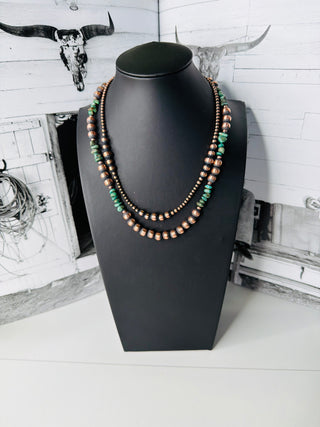 Montana Copper Pearl and Turquoise Necklace-Necklace-Turquoise Heaven-Motis & Co Boutique, Women's Fashion Boutique in Carthage, Missouri