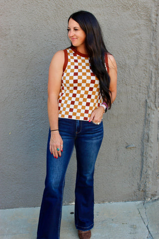 Keeping Score Checkered Tank-Tanks-Ave-Motis & Co Boutique, Women's Fashion Boutique in Carthage, Missouri