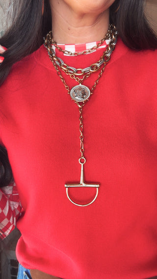 D Ring Snaffle Bit Gold Necklace-Necklaces-ChanSutt-Motis & Co Boutique, Women's Fashion Boutique in Carthage, Missouri