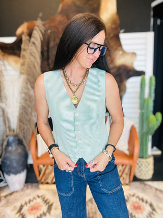 Sadie Striped Sleeveless Vest