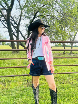 Wynona Pink Western Patch Blazer-Blazers-Taelynn-Motis & Co Boutique, Women's Fashion Boutique in Carthage, Missouri
