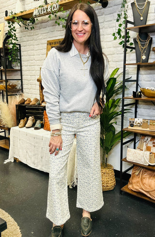 Floyd Blue Floral Wide Leg Jeans-Jeans-Entro-Motis & Co Boutique, Women's Fashion Boutique in Carthage, Missouri