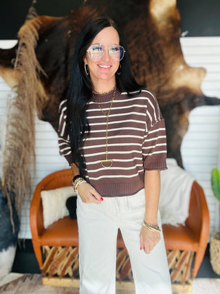 Ava Drop Shoulder Short Sleeve Sweater-Short Sleeves-blu pepper-Motis & Co Boutique, Women's Fashion Boutique in Carthage, Missouri