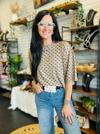 Howdy Dotty Knit Top-Short Sleeves-2 Fly-Motis & Co Boutique, Women's Fashion Boutique in Carthage, Missouri
