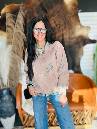 Clara Cowboy Print Sweatshirt