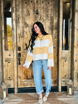 Cora Striped Mock Neck Sweater-Sweaters-POL-Motis & Co Boutique, Women's Fashion Boutique in Carthage, Missouri