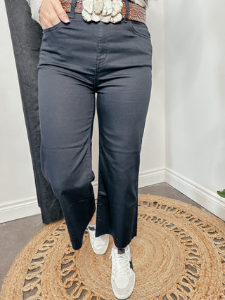 Justin High Rise Flare Cropped Pant Black-Pants-Zenana-Motis & Co Boutique, Women's Fashion Boutique in Carthage, Missouri