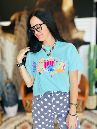 Patchwork Fish Catch Ya Later Tee-Graphic Tees-MOTIS-Motis & Co Boutique, Women's Fashion Boutique in Carthage, Missouri