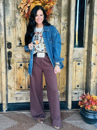 Cowgirl Society Wide Leg Pants - Mocha