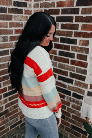 Kelly Multi Color Striped Sweater-Sweaters-MOTIS-Motis & Co Boutique, Women's Fashion Boutique in Carthage, Missouri