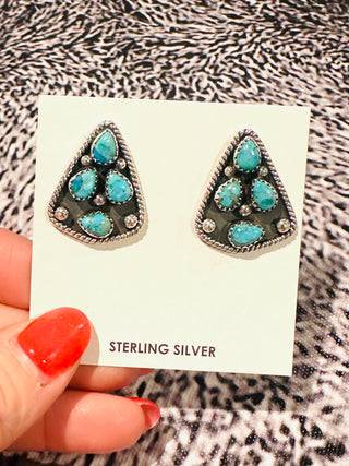 Hada Authentic Kingman Turquoise Post Earrings-Earrings-Motis & CO-Motis & Co Boutique, Women's Fashion Boutique in Carthage, Missouri