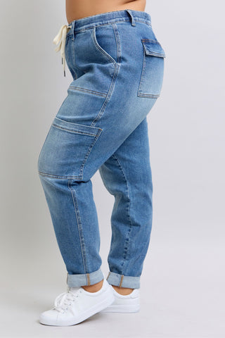 Clayton High Rise Cuffed Cargo Denim Jogger-Womens-Ave Shops-Motis & Co Boutique, Women's Fashion Boutique in Carthage, Missouri