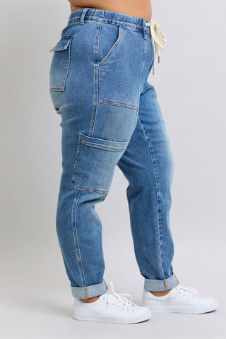 Clayton High Rise Cuffed Cargo Denim Jogger-Womens-Ave Shops-Motis & Co Boutique, Women's Fashion Boutique in Carthage, Missouri