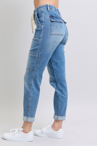 Clayton High Rise Cuffed Cargo Denim Jogger-Womens-Ave Shops-Motis & Co Boutique, Women's Fashion Boutique in Carthage, Missouri